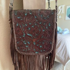 brown leather cross bag purse